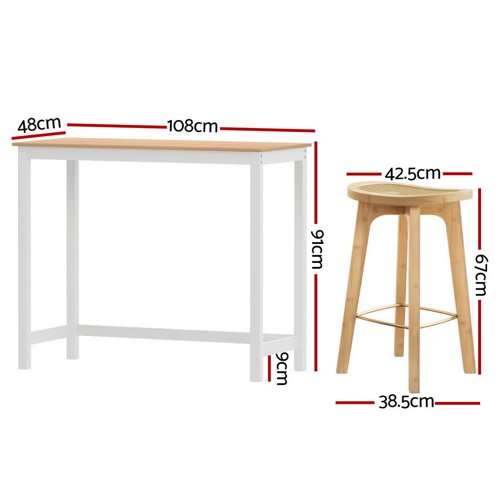 Artiss Bar Table and Stools Set Dining Desk Kitchen Chairs Cafe Pub-Furniture &gt; Bar Stools &amp; Chairs &gt; Table &amp; Bar Stools-PEROZ Accessories
