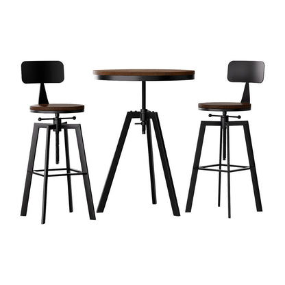 Artiss Bar Table and Stools Set Dining Desk Industrial Kitchen Chairs Cafe Pub-Furniture &gt; Bar Stools &amp; Chairs &gt; Table &amp; Bar Stools-PEROZ Accessories