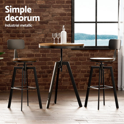 Artiss Bar Table and Stools Set Dining Desk Industrial Kitchen Chairs Cafe Pub-Furniture &gt; Bar Stools &amp; Chairs &gt; Table &amp; Bar Stools-PEROZ Accessories