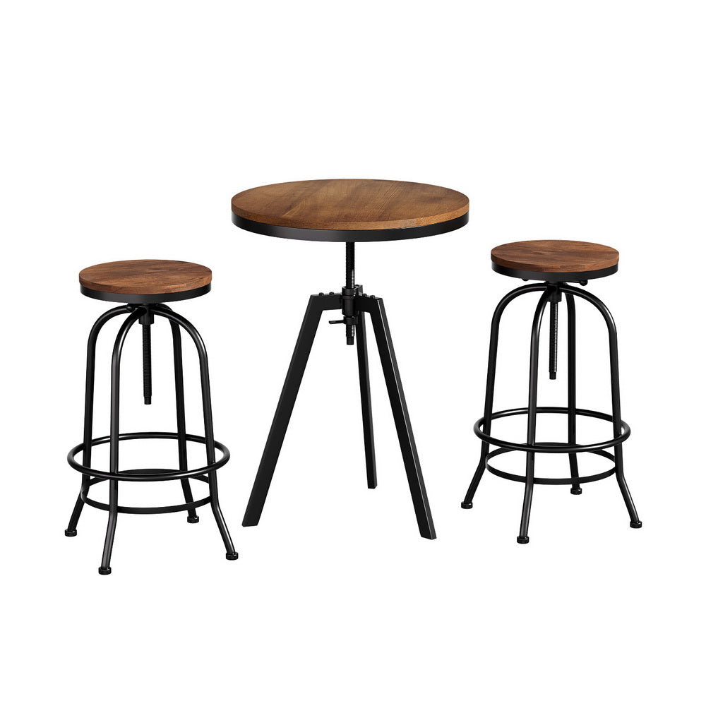 Artiss Bar Table Stools Set Dining Desk Industrial Kitchen Chairs Cafe Pub-Furniture &gt; Bar Stools &amp; Chairs &gt; Table &amp; Bar Stools-PEROZ Accessories
