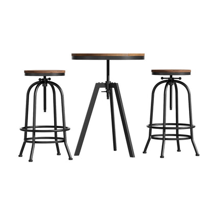 Artiss Bar Table Stools Set Dining Desk Industrial Kitchen Chairs Cafe Pub-Furniture &gt; Bar Stools &amp; Chairs &gt; Table &amp; Bar Stools-PEROZ Accessories