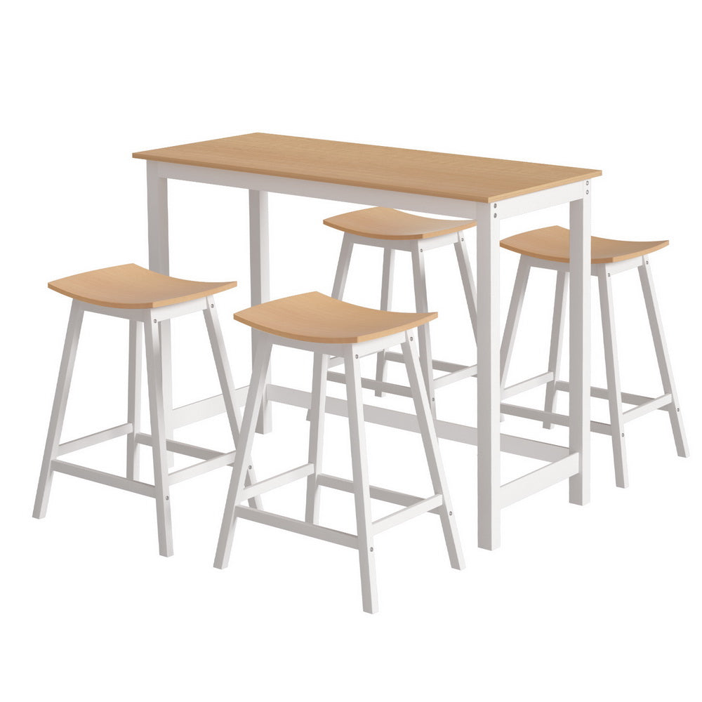 Artiss Bar Table and Stools Set Dining Desk Solid Wood Kitchen Chairs Cafe Pub-Furniture &gt; Bar Stools &amp; Chairs &gt; Table &amp; Bar Stools-PEROZ Accessories