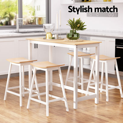 Artiss Bar Table and Stools Set Dining Desk Solid Wood Kitchen Chairs Cafe Pub-Furniture &gt; Bar Stools &amp; Chairs &gt; Table &amp; Bar Stools-PEROZ Accessories