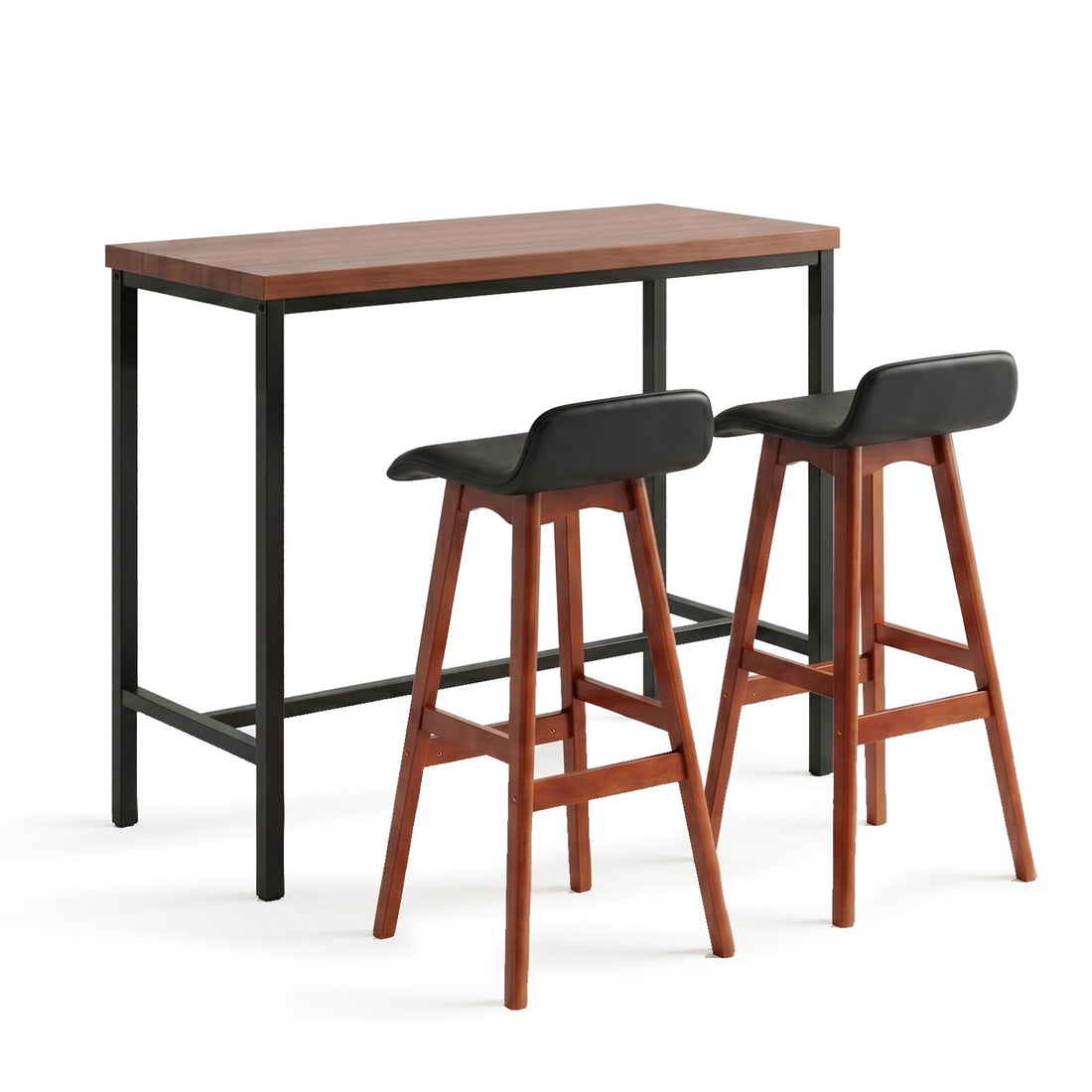 Artiss 3Pcs Bar Table and Stools Set Dining Desk Kitchen Chairs Cafe Pub Wood-Furniture > Dining > Dining Set-PEROZ Accessories