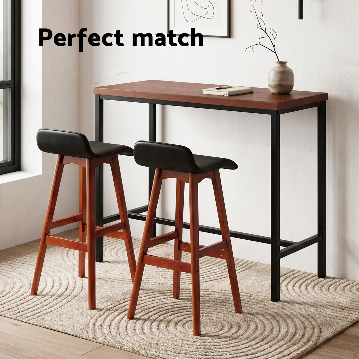 Artiss 3Pcs Bar Table and Stools Set Dining Desk Kitchen Chairs Cafe Pub Wood