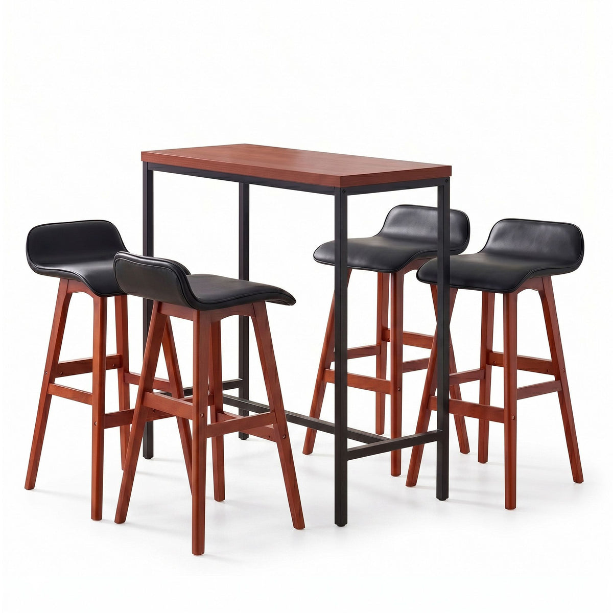 Artiss 5Pcs Bar Table and Stools Set Dining Desk Kitchen Chairs Cafe Pub Wood-Furniture > Dining > Dining Set-PEROZ Accessories