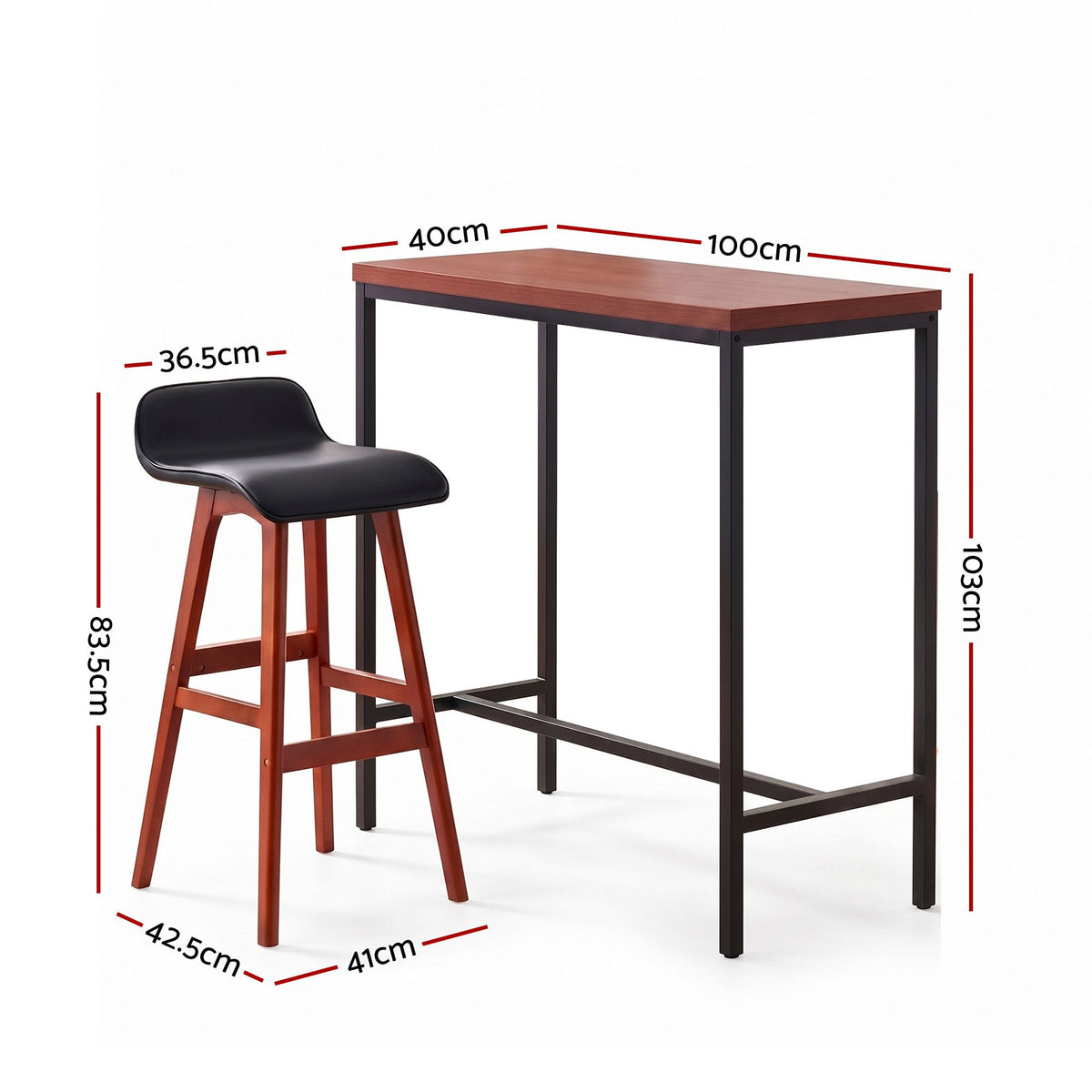 Artiss 5Pcs Bar Table and Stools Set Dining Desk Kitchen Chairs Cafe Pub Wood-Furniture > Dining > Dining Set-PEROZ Accessories