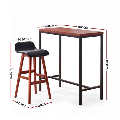 Artiss 5Pcs Bar Table and Stools Set Dining Desk Kitchen Chairs Cafe Pub Wood-Furniture > Dining > Dining Set-PEROZ Accessories