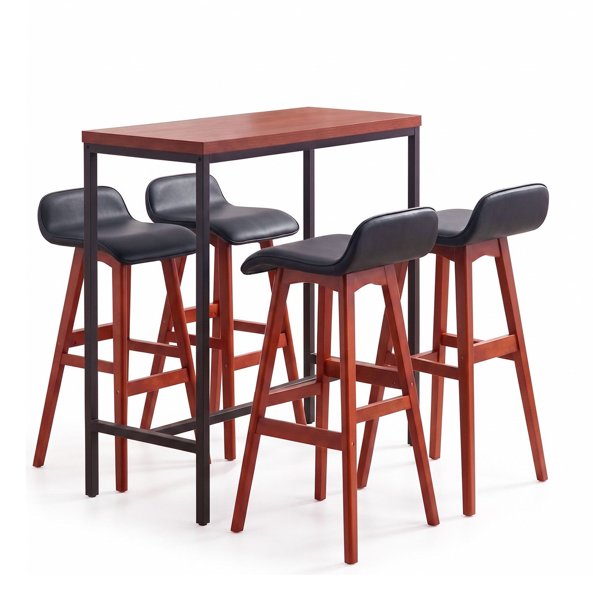 Artiss 5Pcs Bar Table and Stools Set Dining Desk Kitchen Chairs Cafe Pub Wood-Furniture > Dining > Dining Set-PEROZ Accessories