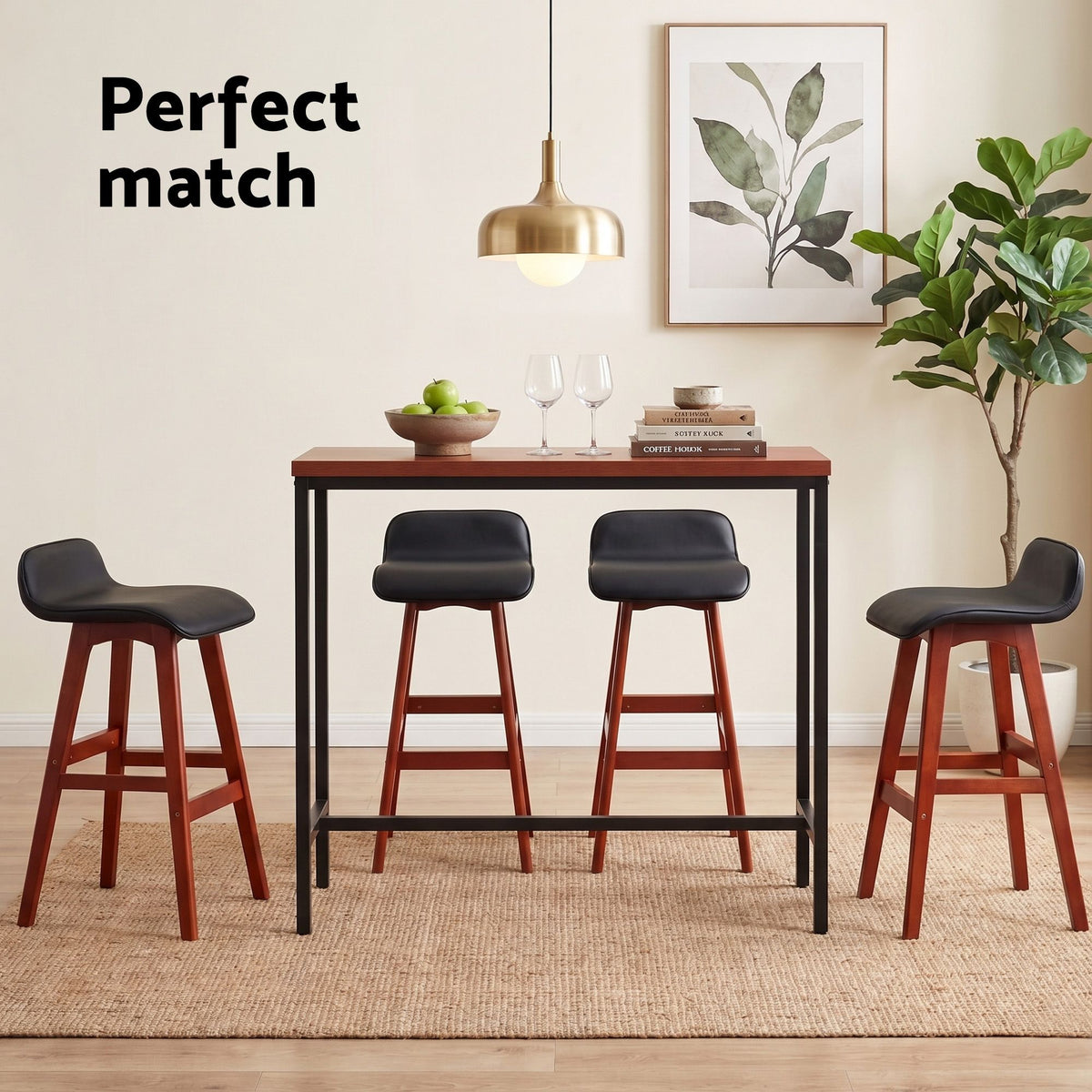 Artiss 5Pcs Bar Table and Stools Set Dining Desk Kitchen Chairs Cafe Pub Wood-Furniture > Dining > Dining Set-PEROZ Accessories