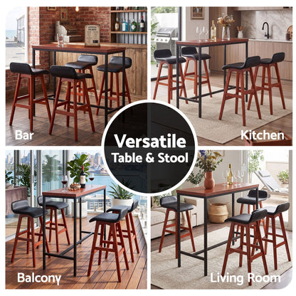Artiss 5Pcs Bar Table and Stools Set Dining Desk Kitchen Chairs Cafe Pub Wood-Furniture > Dining > Dining Set-PEROZ Accessories
