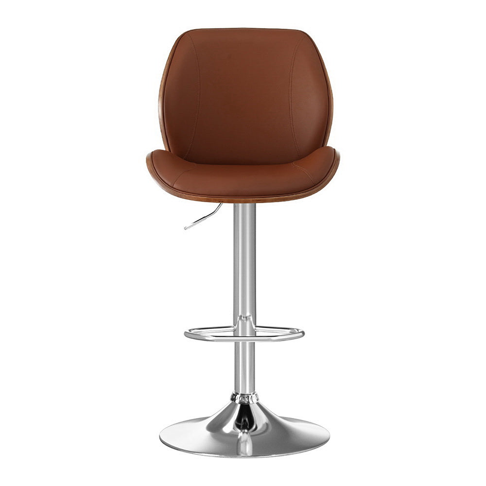 Artiss 2X Bar Stools Bentwood Adjustable Kitchen Counter Chair Leather Brown-Furniture &gt; Bar Stools &amp; Chairs &gt; Table &amp; Bar Stools-PEROZ Accessories