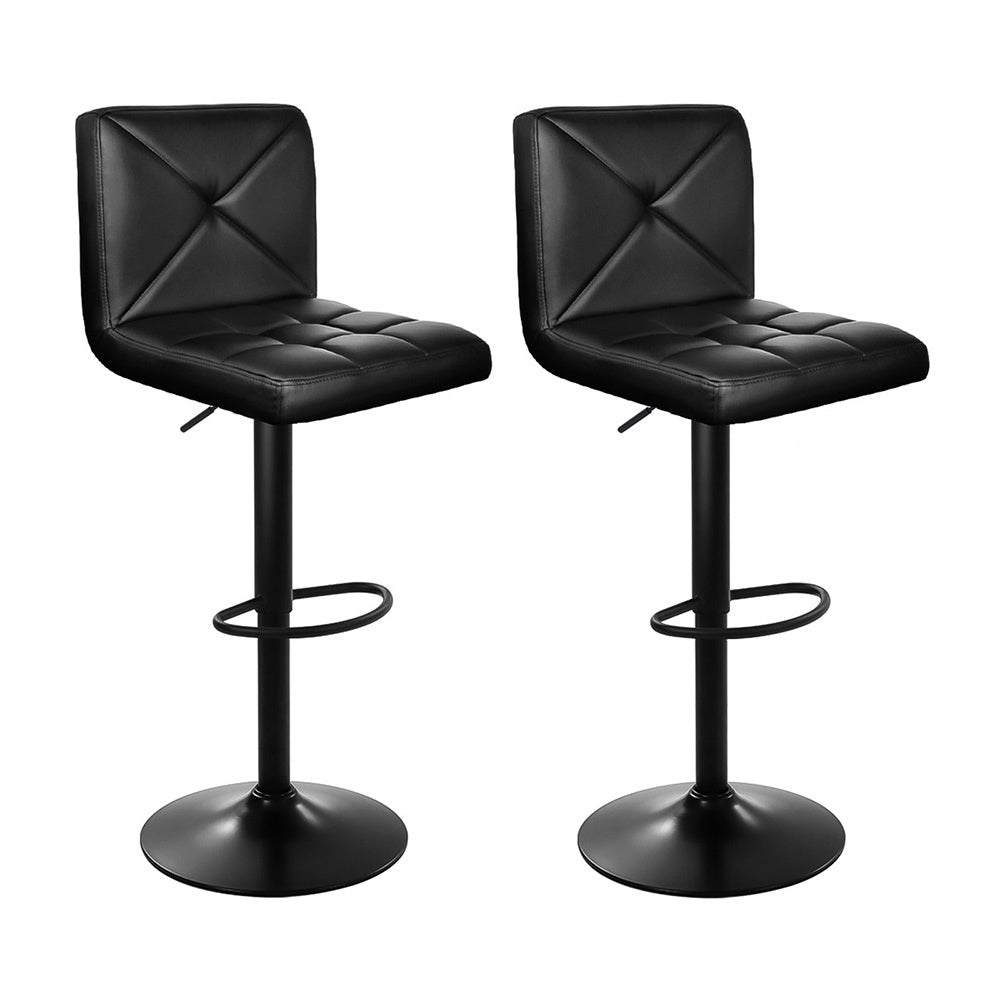 Artiss 2x Bar Stools Kitchen Dining Chairs Gas Lift Stool Leather Black-Furniture &gt; Bar Stools &amp; Chairs-PEROZ Accessories