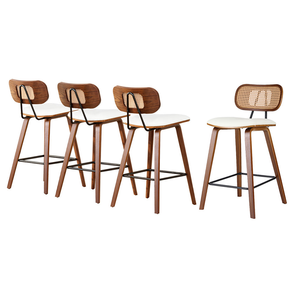 4x Artiss Bar Stools Kitchen Counter Rattan Chairs PU Leather Padding-Furniture &gt; Bar Stools &amp; Chairs &gt; Table &amp; Bar Stools-PEROZ Accessories
