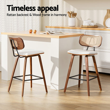 4x Artiss Bar Stools Kitchen Counter Rattan Chairs PU Leather Padding-Furniture &gt; Bar Stools &amp; Chairs &gt; Table &amp; Bar Stools-PEROZ Accessories