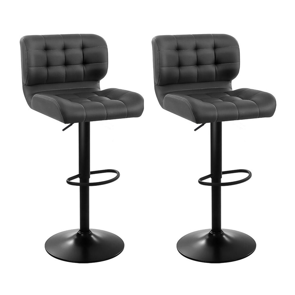 Artiss 2x Bar Stools Gas Lift Leather Padded Grey-Furniture > Bar Stools &amp; Chairs-PEROZ Accessories