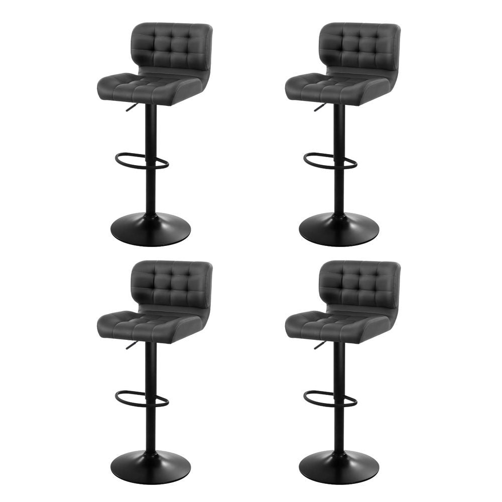Artiss 4x Bar Stools Gas Lift Leather Padded Grey-Furniture > Bar Stools &amp; Chairs > Massage Chairs-PEROZ Accessories