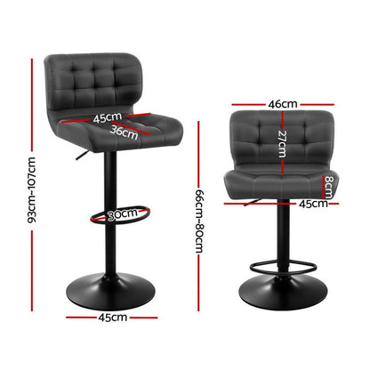 Artiss 4x Bar Stools Gas Lift Leather Padded Grey-Furniture > Bar Stools &amp; Chairs > Massage Chairs-PEROZ Accessories
