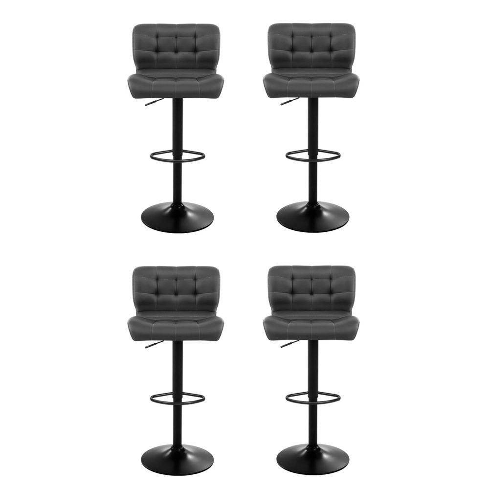 Artiss 4x Bar Stools Gas Lift Leather Padded Grey-Furniture > Bar Stools &amp; Chairs > Massage Chairs-PEROZ Accessories