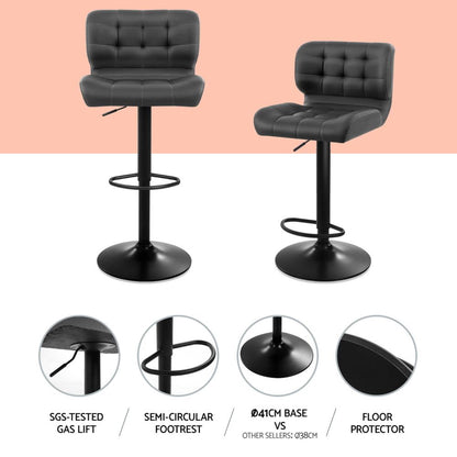Artiss 4x Bar Stools Gas Lift Leather Padded Grey-Furniture > Bar Stools &amp; Chairs > Massage Chairs-PEROZ Accessories
