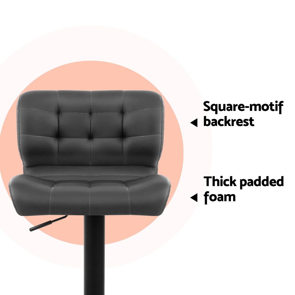 Artiss 4x Bar Stools Gas Lift Leather Padded Grey-Furniture > Bar Stools &amp; Chairs > Massage Chairs-PEROZ Accessories