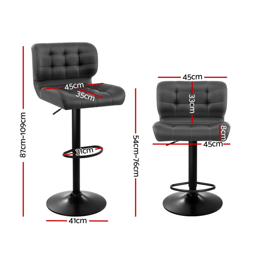 Artiss 4x Bar Stools Gas Lift Leather Padded Grey-Furniture &gt; Bar Stools &amp; Chairs &gt; Massage Chairs-PEROZ Accessories