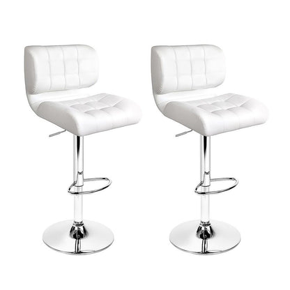 Artiss 2x Bar Stools Gas Lift Leather Padded White-Furniture > Bar Stools &amp; Chairs-PEROZ Accessories