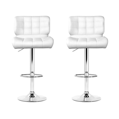 Artiss 2x Bar Stools Gas Lift Leather Padded White-Furniture > Bar Stools &amp; Chairs-PEROZ Accessories