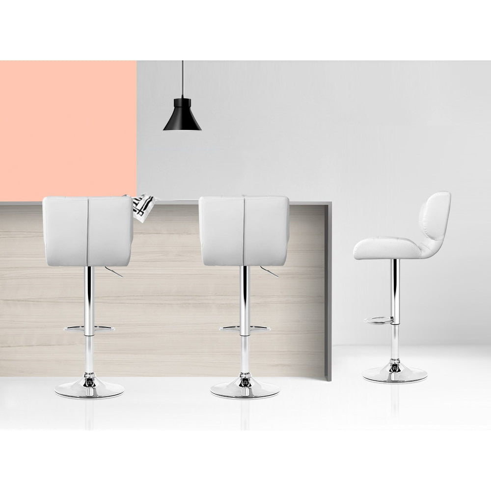 Artiss 2x Bar Stools Gas Lift Leather Padded White-Furniture &gt; Bar Stools &amp; Chairs-PEROZ Accessories