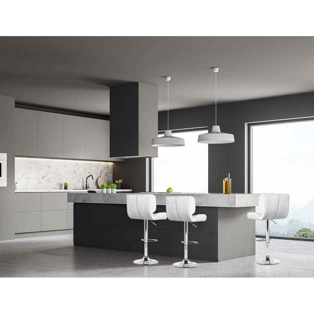 Artiss 2x Bar Stools Gas Lift Leather Padded White-Furniture &gt; Bar Stools &amp; Chairs-PEROZ Accessories
