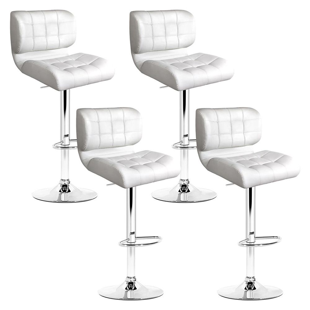 Artiss 4x Bar Stools Gas Lift Leather Padded White-Furniture > Bar Stools &amp; Chairs-PEROZ Accessories