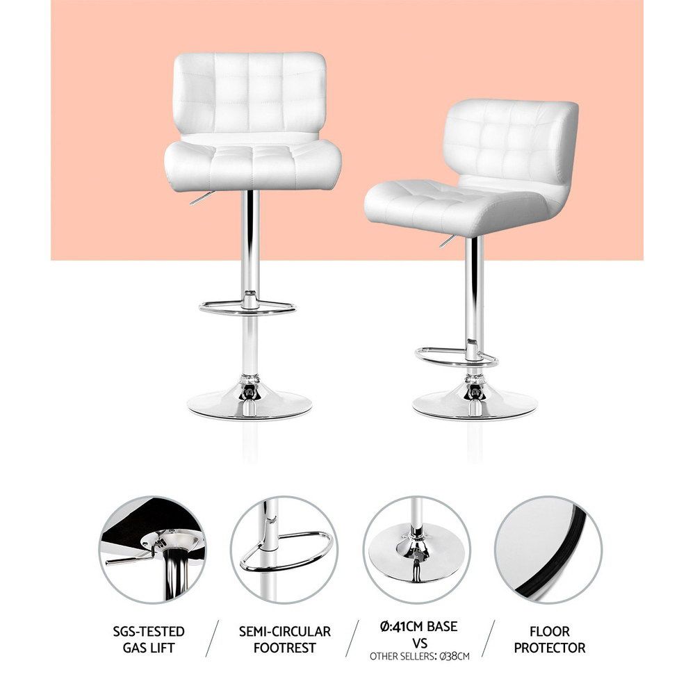 Artiss 4x Bar Stools Gas Lift Leather Padded White-Furniture > Bar Stools &amp; Chairs-PEROZ Accessories