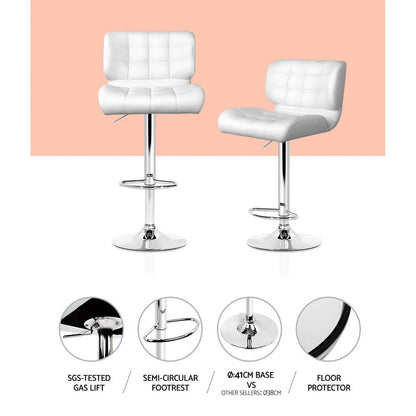 Artiss 4x Bar Stools Gas Lift Leather Padded White-Furniture &gt; Bar Stools &amp; Chairs-PEROZ Accessories