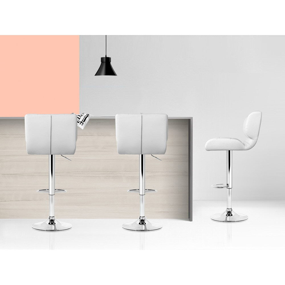 Artiss 4x Bar Stools Gas Lift Leather Padded White-Furniture &gt; Bar Stools &amp; Chairs-PEROZ Accessories