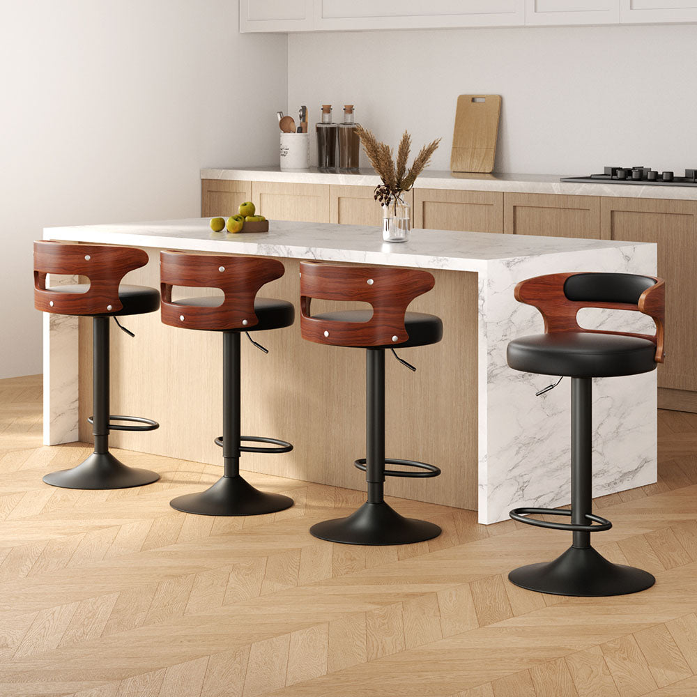 Artiss 4x Bar Stools Gas Lift Faux Leather-Furniture &gt; Bar Stools &amp; Chairs &gt; Table &amp; Bar Stools-PEROZ Accessories