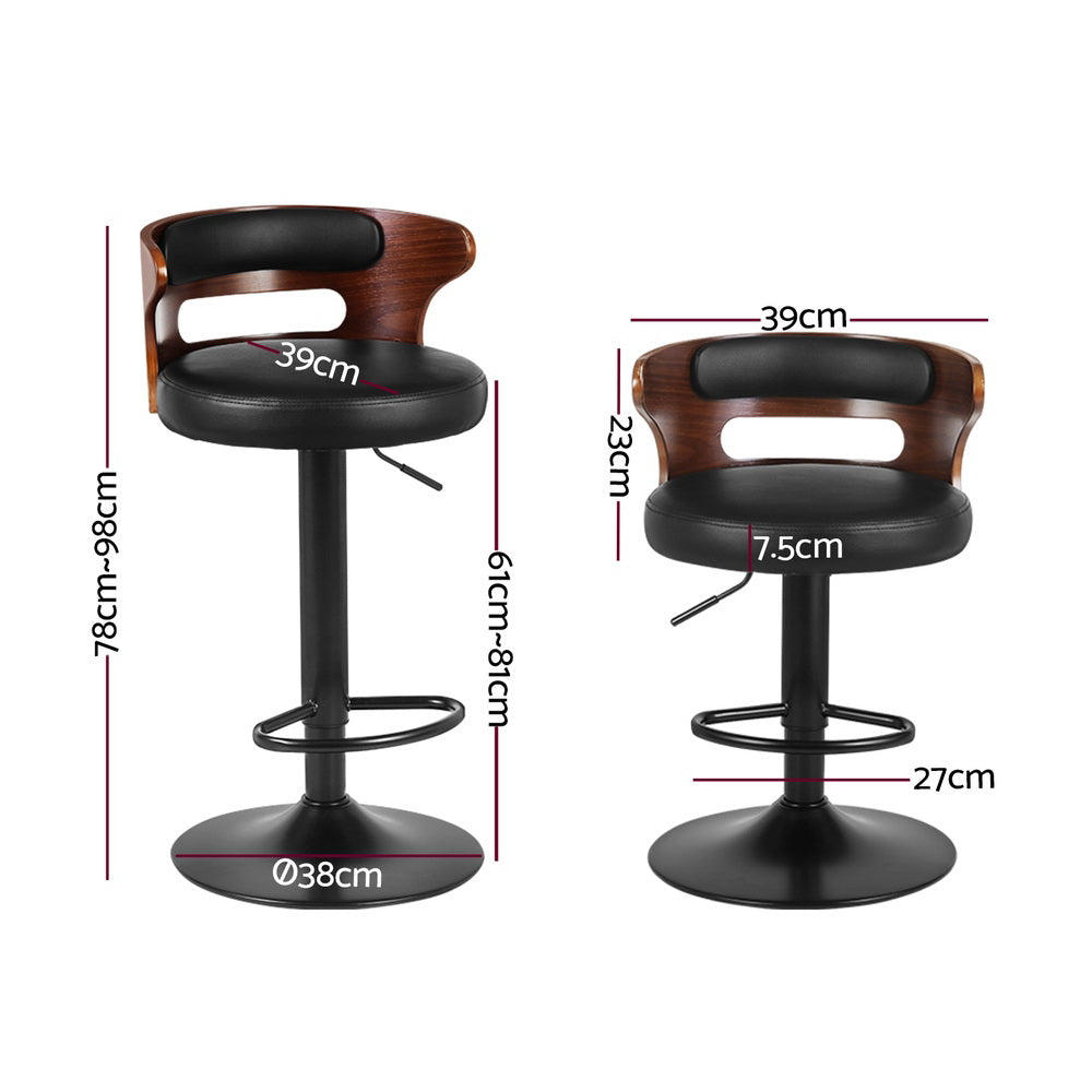 Artiss 4x Bar Stools Gas Lift Faux Leather-Furniture &gt; Bar Stools &amp; Chairs &gt; Table &amp; Bar Stools-PEROZ Accessories