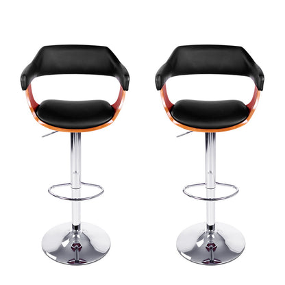Artiss 2x Bar Stools Gas Lift Leather w/Armrest Black-Furniture &gt; Bar Stools &amp; Chairs-PEROZ Accessories