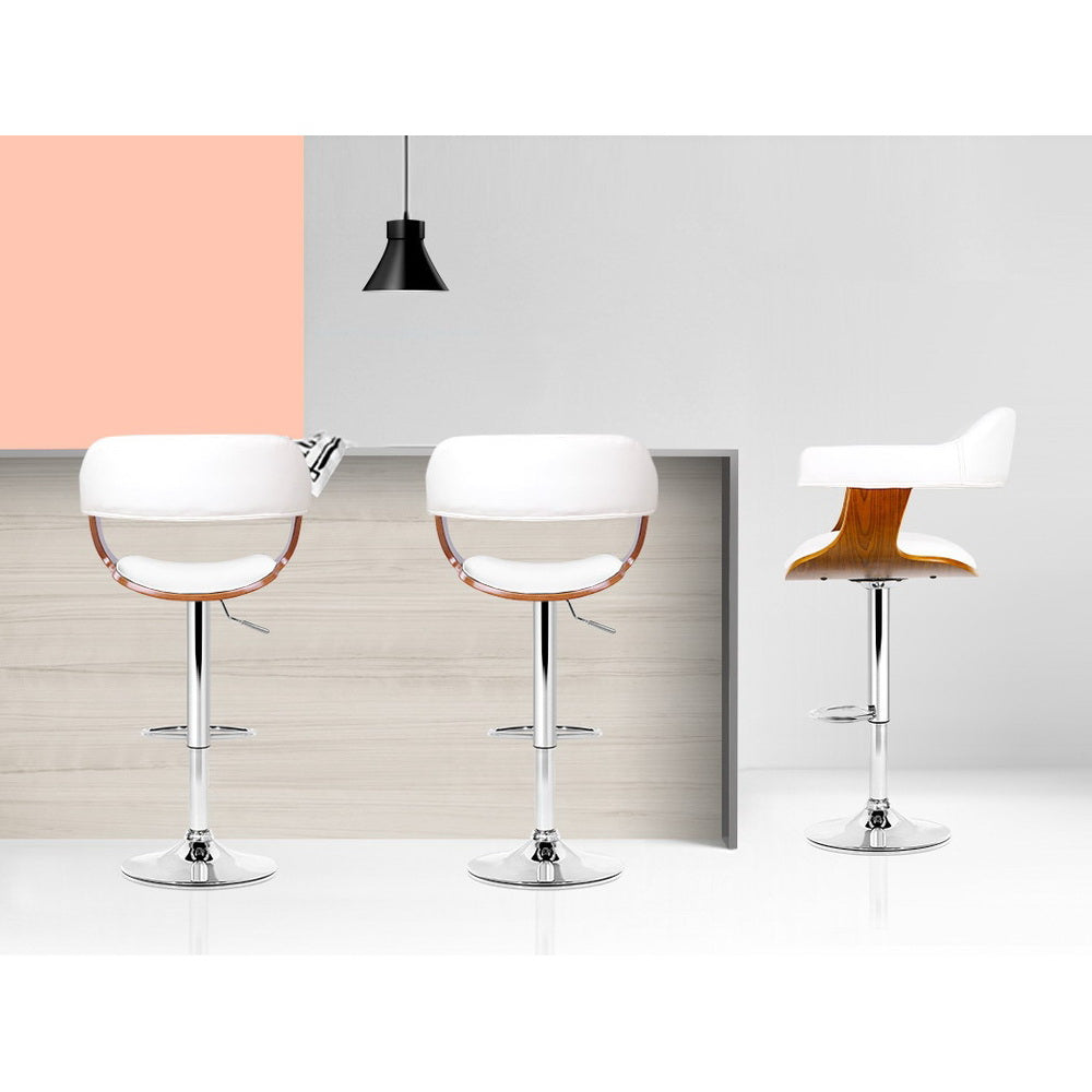 Artiss Bar Stools Gas Lift Leather w/Armrest White-Bar Stools-PEROZ Accessories