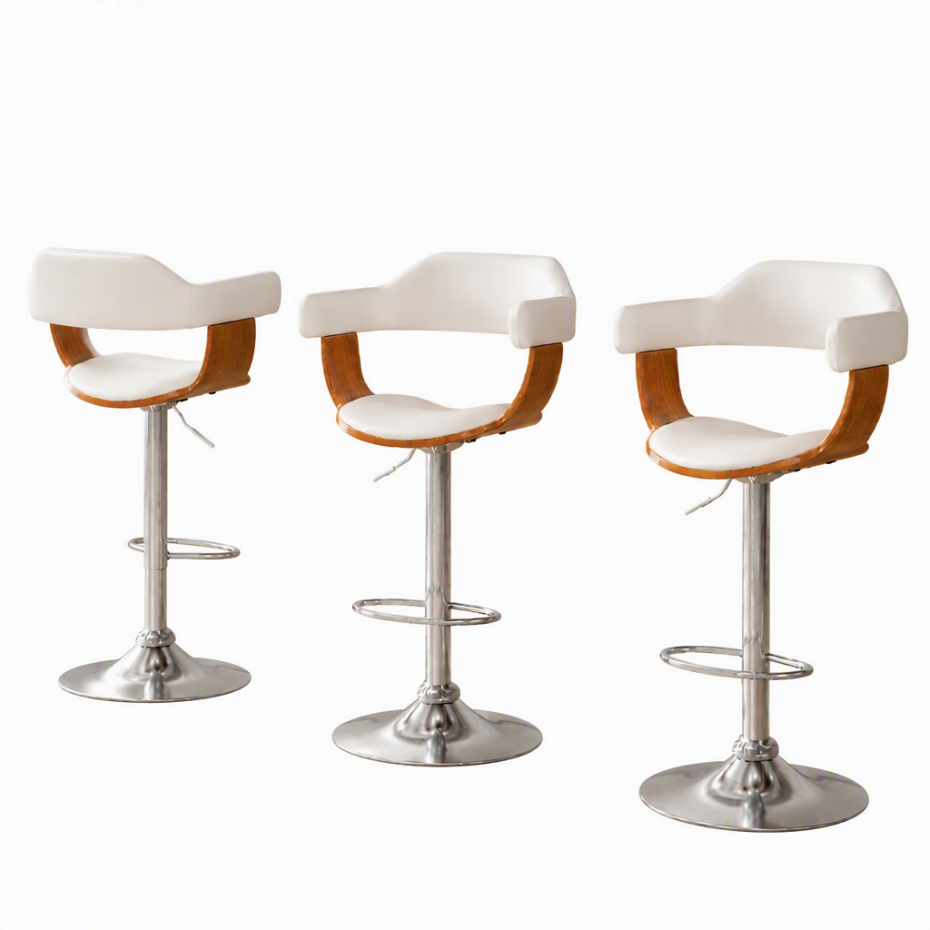 Artiss Bar Stools X3 Kitchen Counter Chair Gas Lift Swivel PU Selina White-Furniture > Bar Stools &amp; Chairs > Table &amp; Bar Stools-PEROZ Accessories