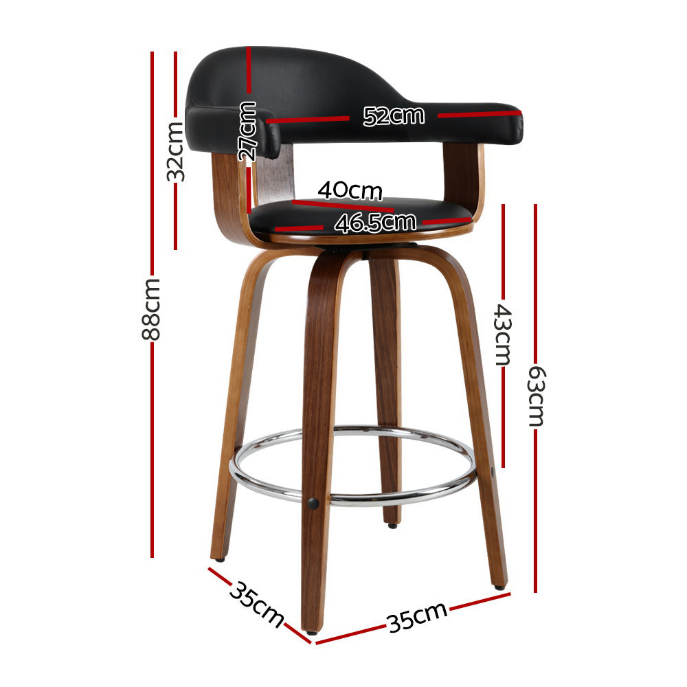 Artiss 2x Bar Stools Leather Seat Wooden Legs-Furniture &gt; Bar Stools &amp; Chairs-PEROZ Accessories