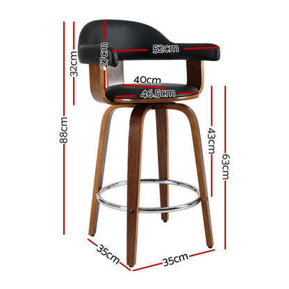 Artiss 2x Bar Stools Leather Seat Wooden Legs-Furniture &gt; Bar Stools &amp; Chairs-PEROZ Accessories