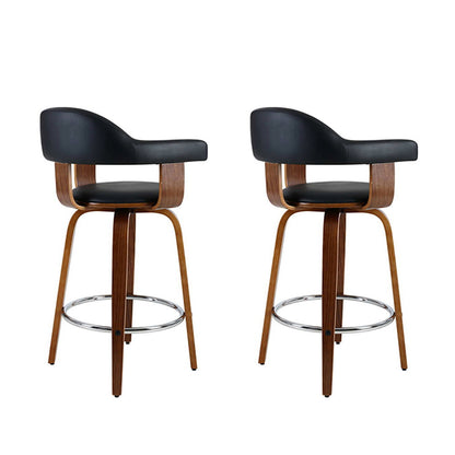 Artiss 2x Bar Stools Leather Seat Wooden Legs-Furniture &gt; Bar Stools &amp; Chairs-PEROZ Accessories