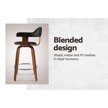 Artiss 2x Bar Stools Leather Seat Wooden Legs-Furniture &gt; Bar Stools &amp; Chairs-PEROZ Accessories