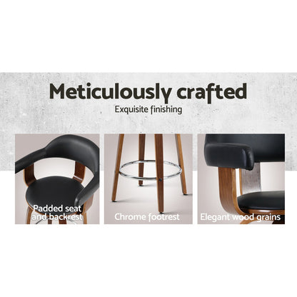 Artiss 2x Bar Stools Leather Seat Wooden Legs-Furniture &gt; Bar Stools &amp; Chairs-PEROZ Accessories