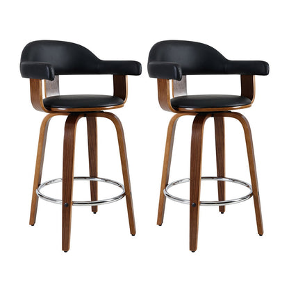 Artiss 2x Bar Stools Leather Seat Wooden Legs-Furniture &gt; Bar Stools &amp; Chairs-PEROZ Accessories