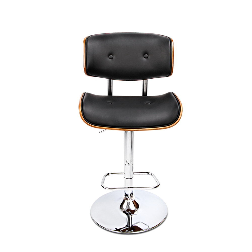Artiss Bar Stools Gas Lift Leather Black-Furniture &gt; Bar Stools &amp; Chairs-PEROZ Accessories