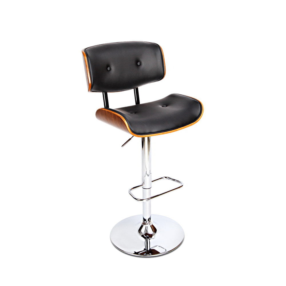 Artiss Bar Stools Gas Lift Leather Black-Furniture &gt; Bar Stools &amp; Chairs-PEROZ Accessories