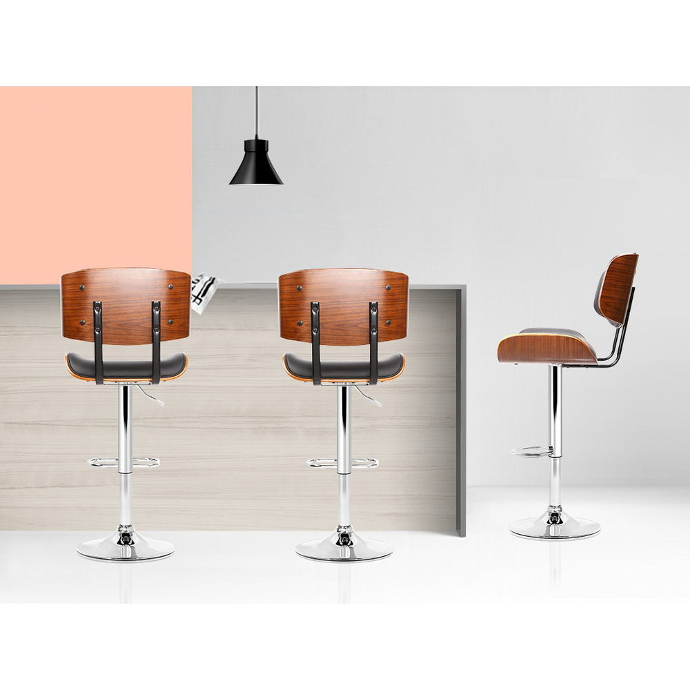 Artiss 2x Bar Stools Gas Lift Leather Black-Furniture &gt; Bar Stools &amp; Chairs-PEROZ Accessories