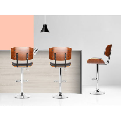 Artiss 2x Bar Stools Gas Lift Leather Black-Furniture &gt; Bar Stools &amp; Chairs-PEROZ Accessories