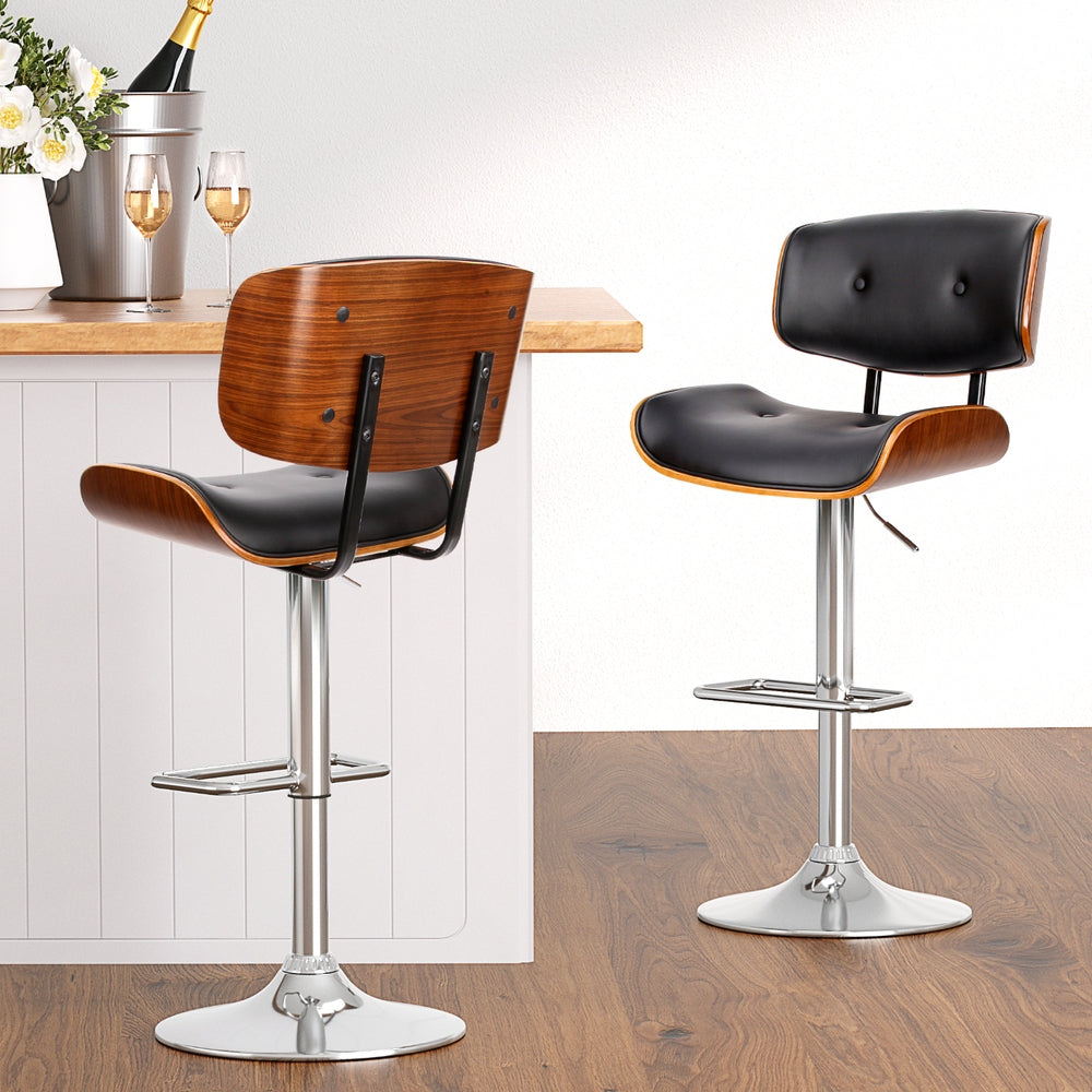 Artiss 4x Bar Stools Gas Lift Leather Black-Furniture &gt; Bar Stools &amp; Chairs &gt; Massage Chairs-PEROZ Accessories